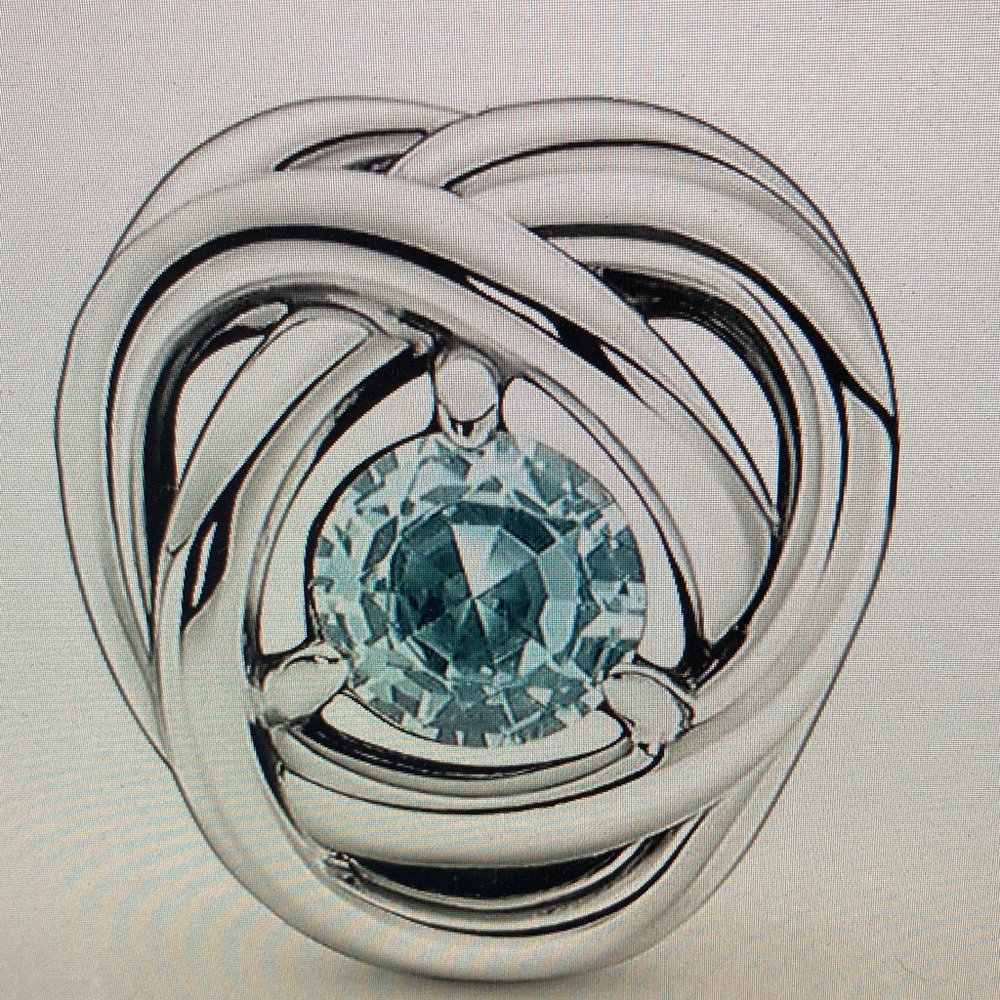 Pandora Silver Brooch with Blue Gemstone